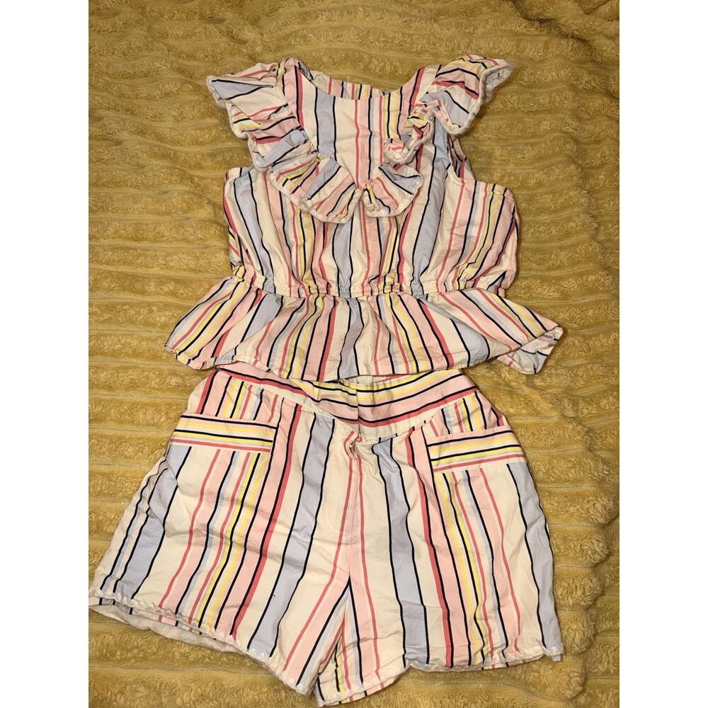 A Love A Girl’s Clothing 2 Pc striped multi color Summer Shorts Tank 10/12 Large